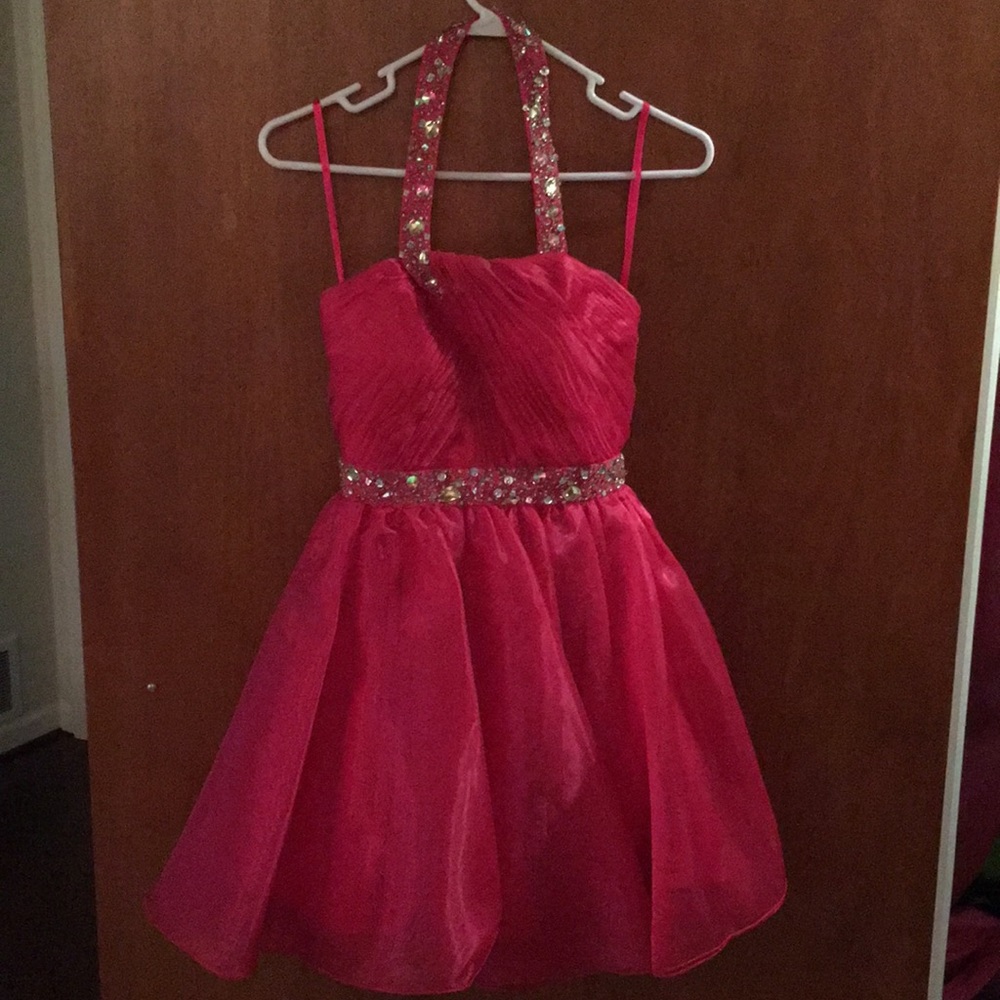Hot Pink Jeweled Mini Dress Size XS